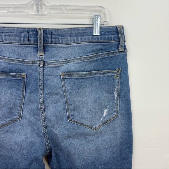 LuLaRoe Distressed Denim Blue Jean Bermuda Cuffed Summer Shorts size 32 /14 - Picture 5 of 5